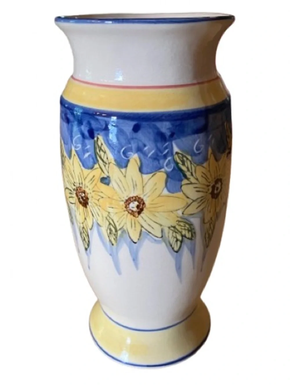 Vintage SAP Trading Inc. Hand-Painted Sunflower Ceramic Vase 7.5” Made in China